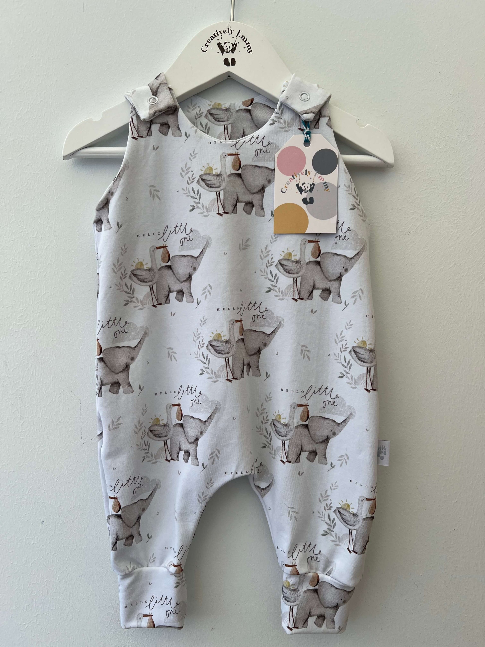 elephant romper, new baby gift, baby boy gift, homemade romper,