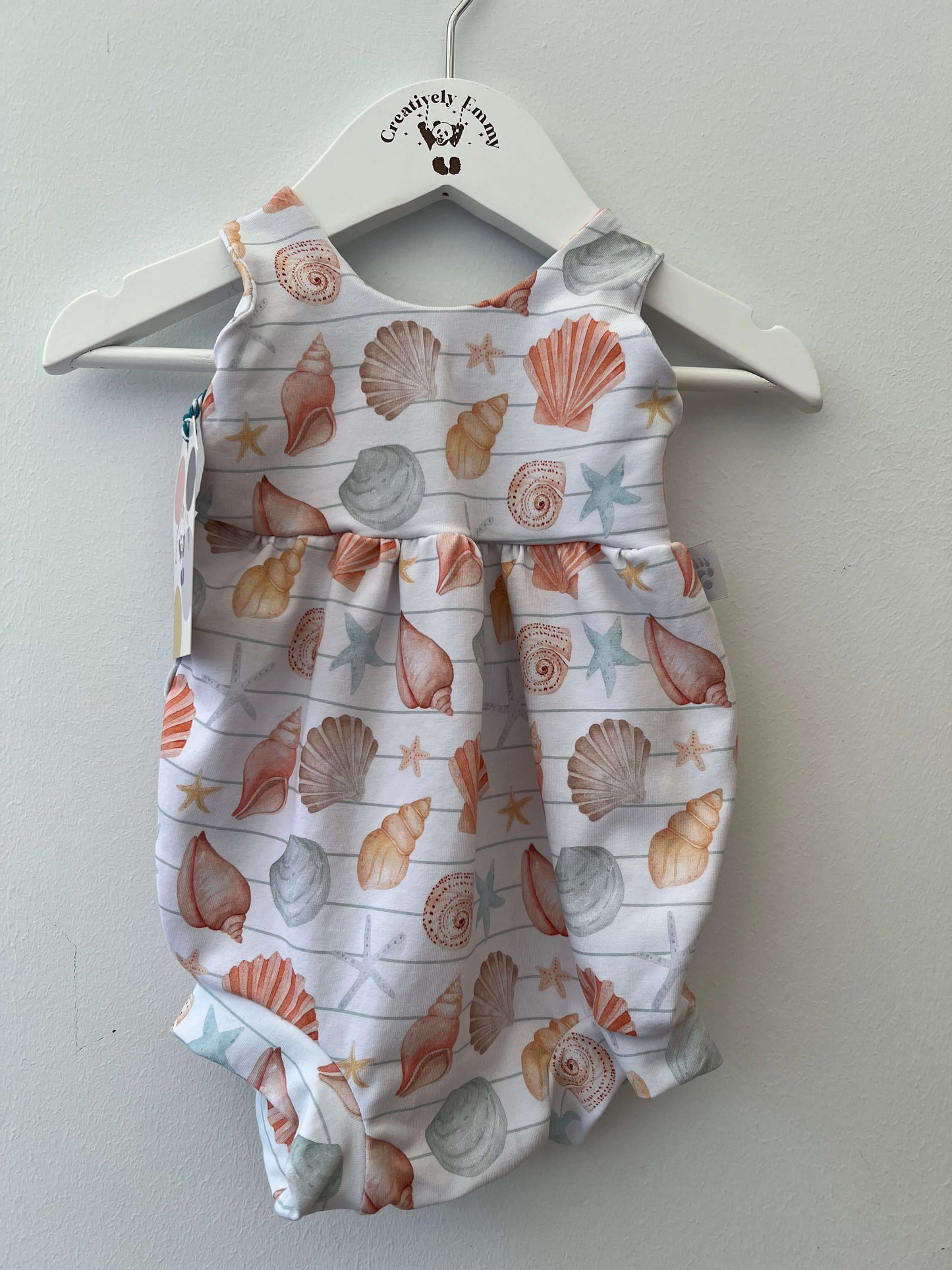 seashell baby romper, beach romper, summer romper, baby gift